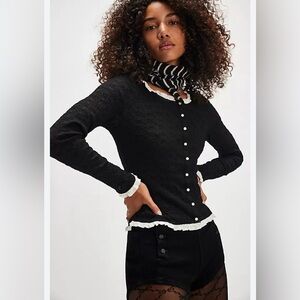 Free People Black and White Cardigan